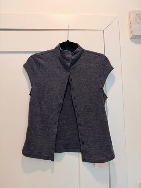 SHEIN Heathered Charcoal Short Sleeve Knit Top